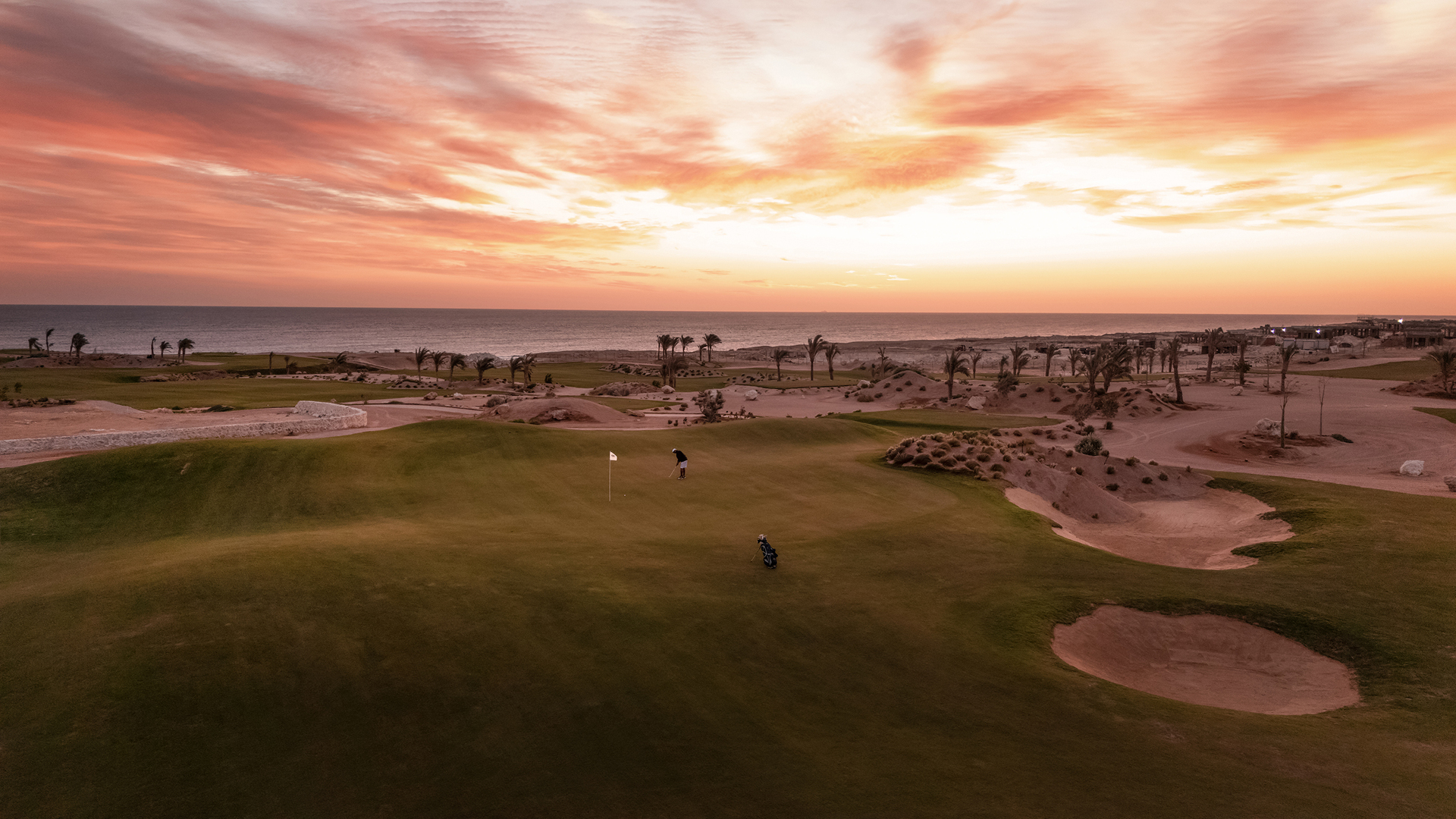 Hidden Cove Golfplatz bei Sonnenuntergang